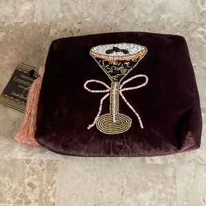 EmbellishedHand Beaded Velvet Cosmetic Bag
